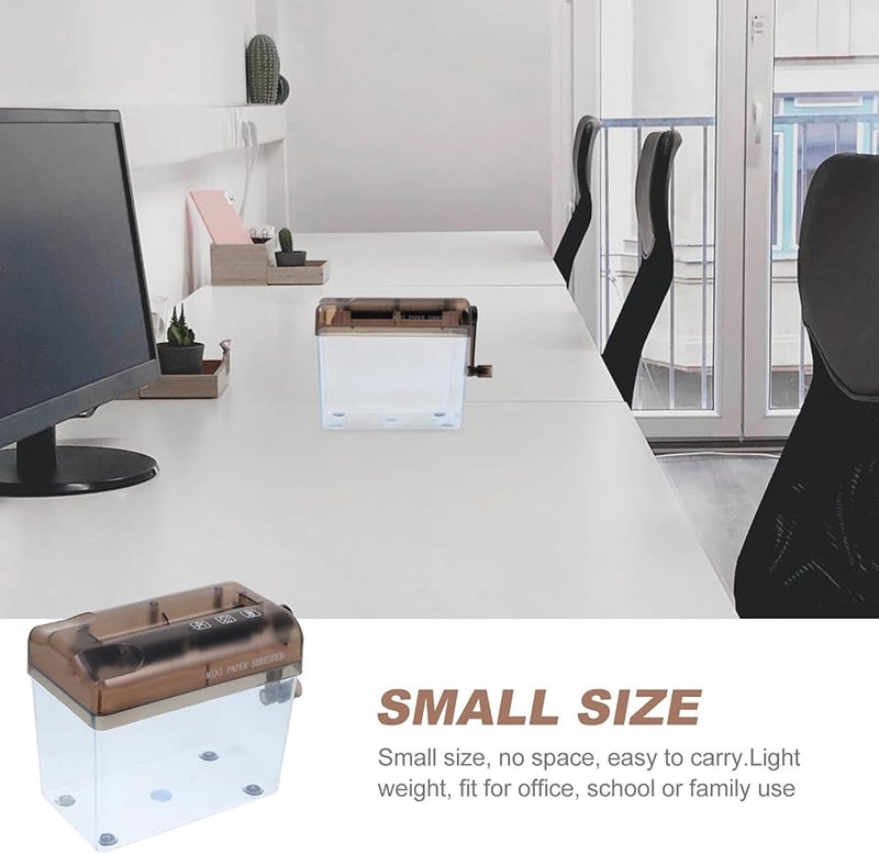 Mini Manual Hand Crank Paper Shredder Portable Desktop Strip Cutter for Documents Bills Receipts - Image 3